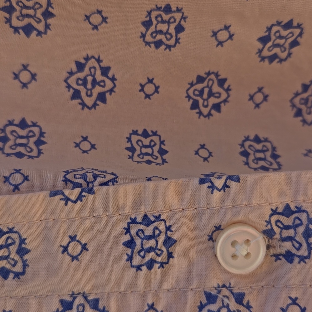 J. Crew Classic Pink and Blue Medallion Ruffled Shirt - Picture 5 of 10